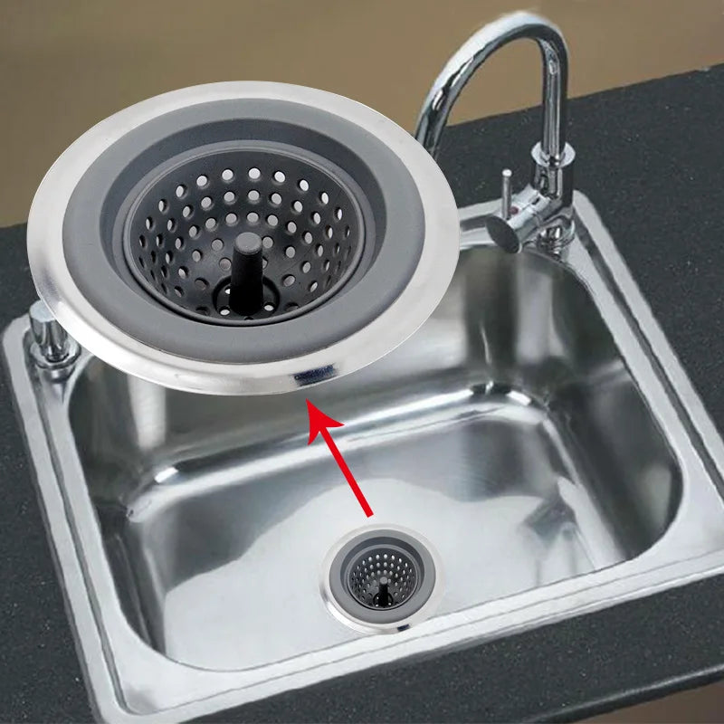 Silicone & Steel Sink Strainer – Hair Catcher & Drain Filter