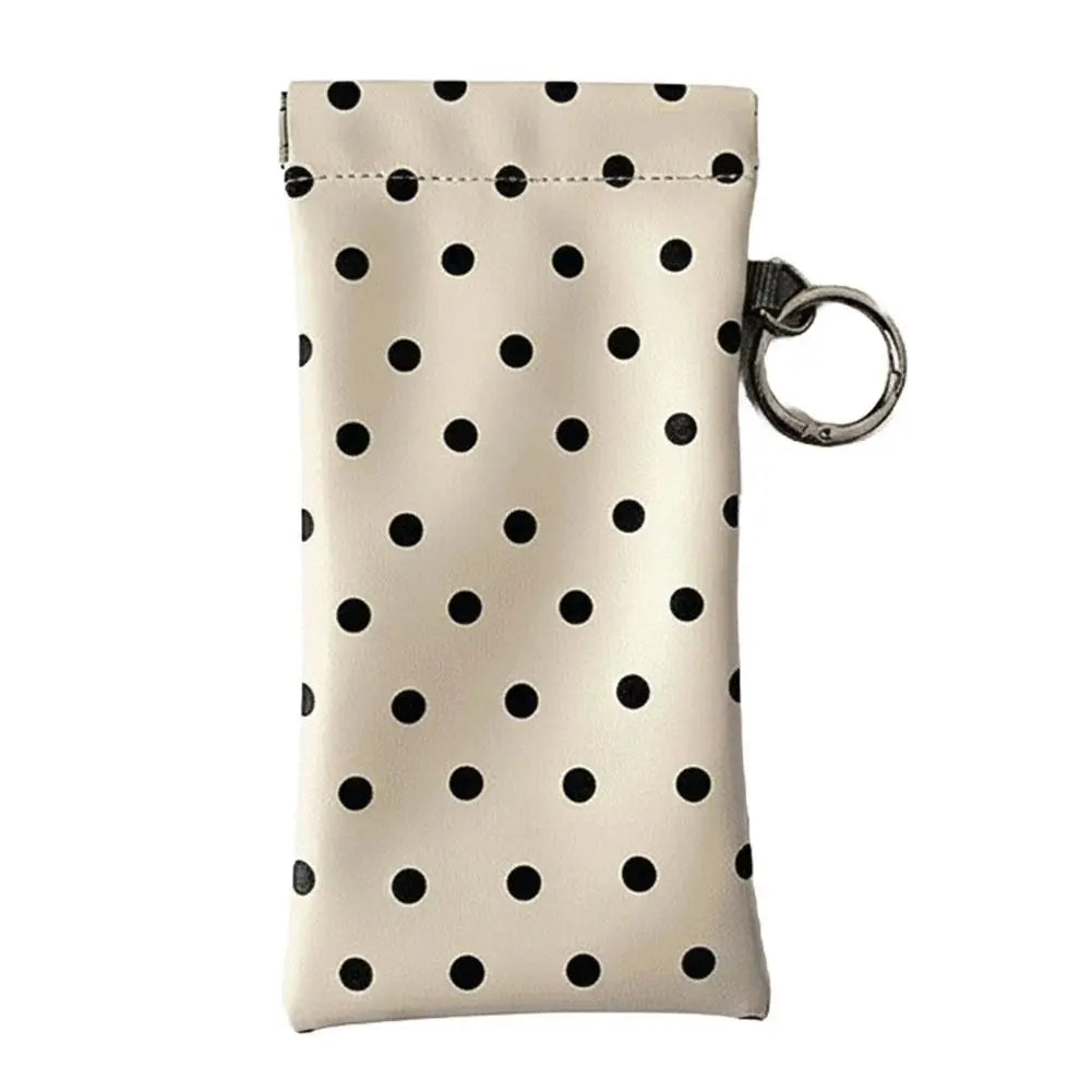 Polka Dot Glasses Case Soft Leather Sunglasses Pouches Keychain Hanging Bag Hanging Bag Eyewear Cases Bags With Cleaning Cloth Peaceful Pleasures Health and Wellness White