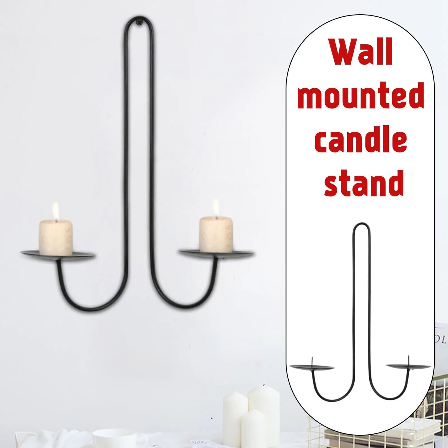 Iron Candle Holder Libra Style Wall Hanging Candle Sconce Decorative Candle Tray For Living Room Dining Room Home Decor Peaceful Pleasures Health and Wellness