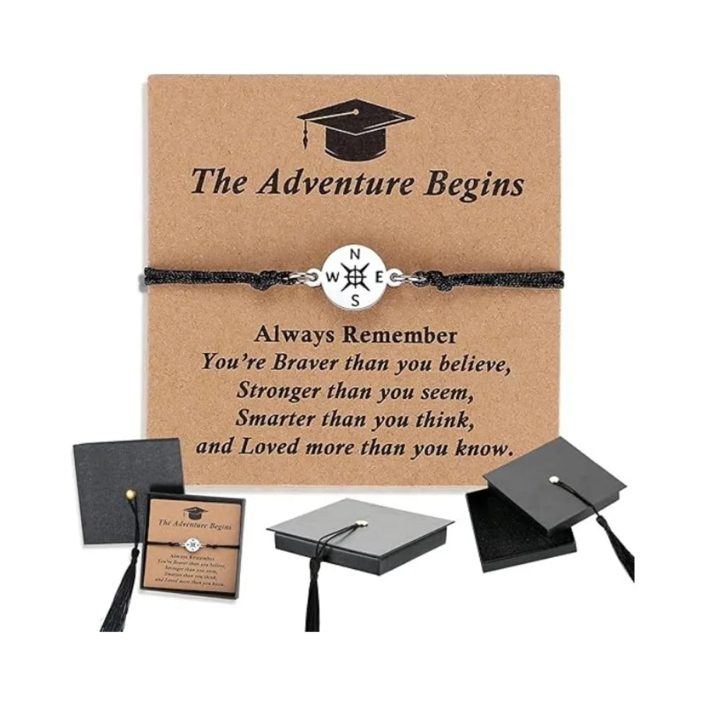 Graduation Compass Bracelet | "The Adventure Begins" Gift Set