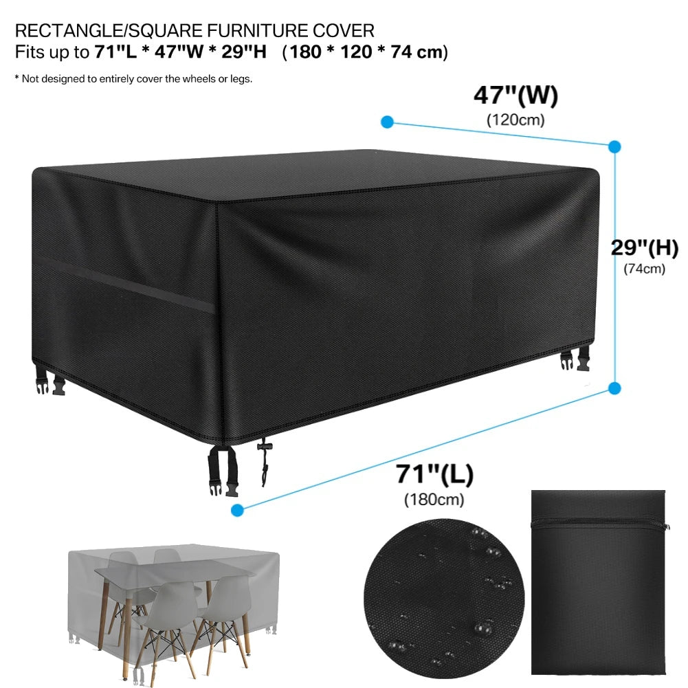 Outdoor Furniture Dust Cover 210D Oxford Cloth Garden Chair Cover Sofa Cover Waterproof Outdoor Patio Table Furniture Cover Peaceful Pleasures Health and Wellness Rectang 180X120X74cm