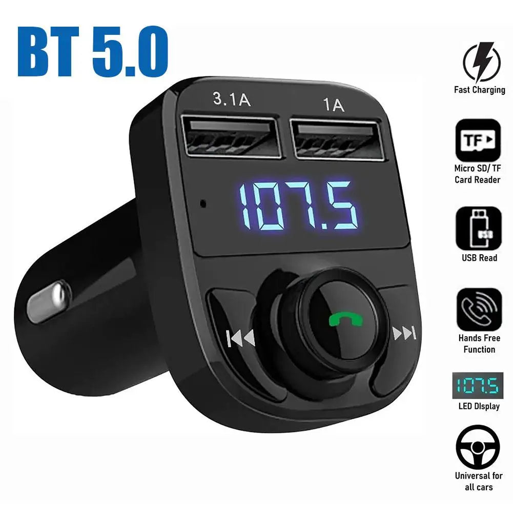 FM Transmitter Car Charger Wireless Bluetooth Hands-Free Calling Radio Receiver Mp3 Music Stereo Adapter Dual USB Port Charger Peaceful Pleasures Health and Wellness