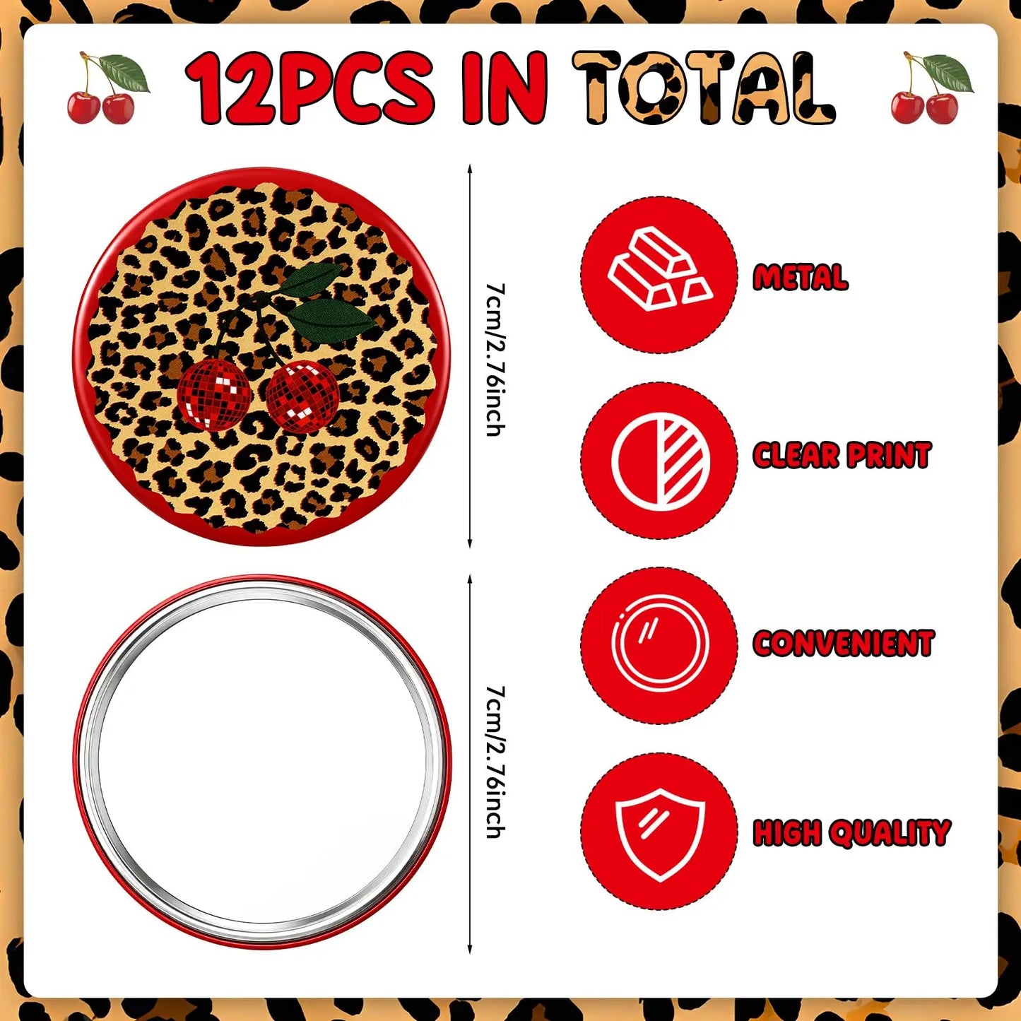 12-Pack Compact Pocket Mirrors | Leopard Disco Party Favors