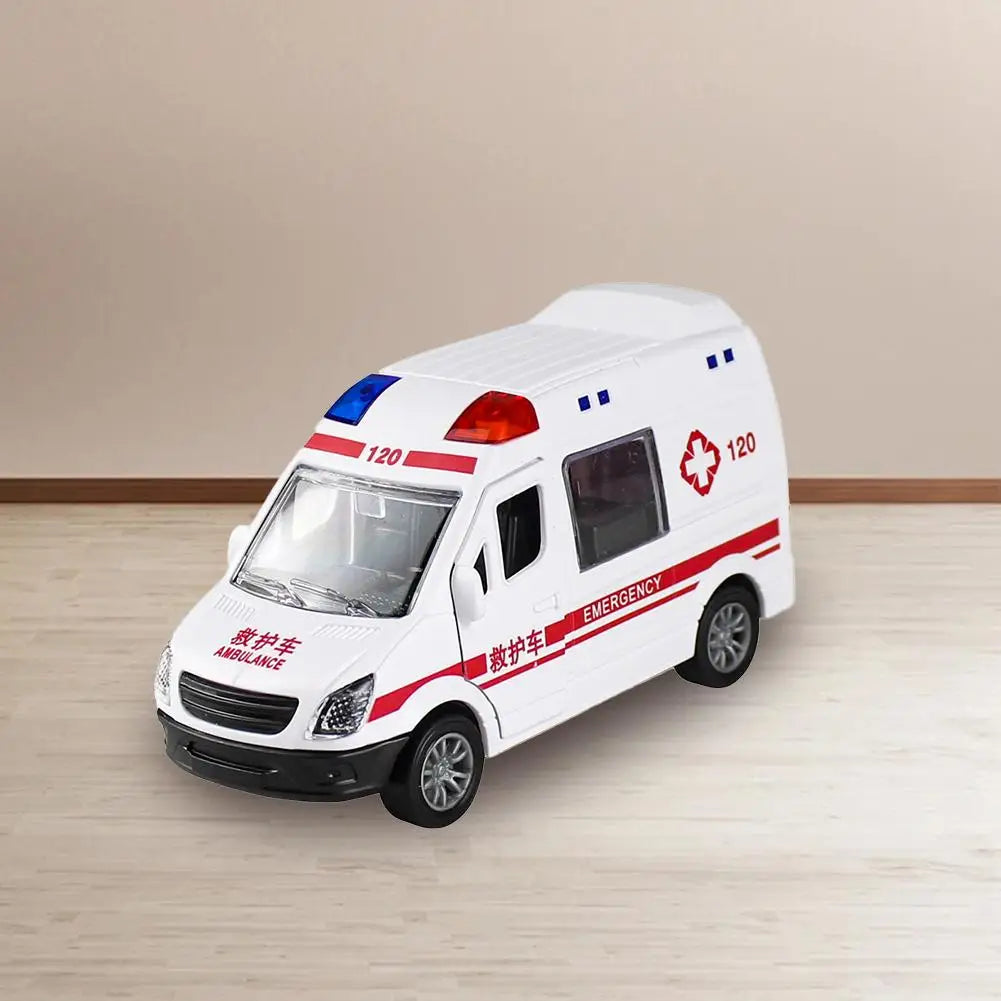 Kids Pull Back Ambulance Toy Car | Inertia Model Gift for Boys Pull Back Toy Car Peaceful Pleasures Health and Wellness