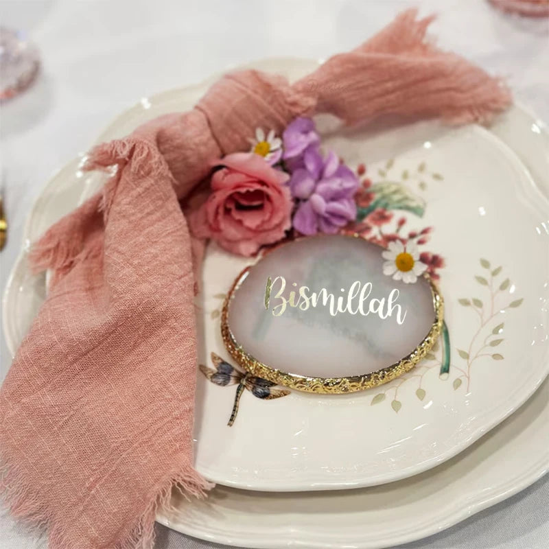 Bismillah Gold Coaster | Ramadan Eid Islamic Gift Decor Decorative Coaster Peaceful Pleasures Health and Wellness