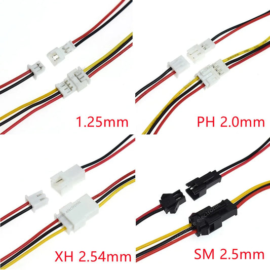 5Pair 1.25mm 2.0mm 2.54mm Pitch Mini JST PH XH SM Male Female Plug Socket Terminal Wires Cables Connector 2/3/4/5/6 Pin Peaceful Pleasures Health and Wellness