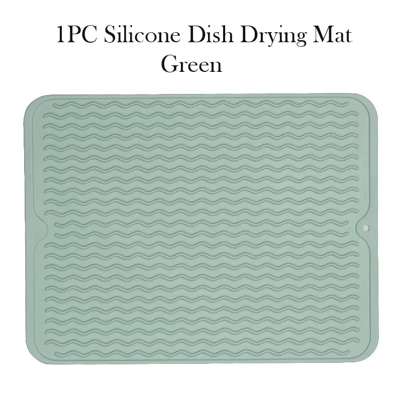 Silicone Dish Drying Mat Protector Sink Mat Table Kitchen Home Anti Slip Drying Dishes Drain Mat Heat Resistant Kitchen Sink Mat Peaceful Pleasures Health and Wellness 1pc blue 1 40x30CM Strip