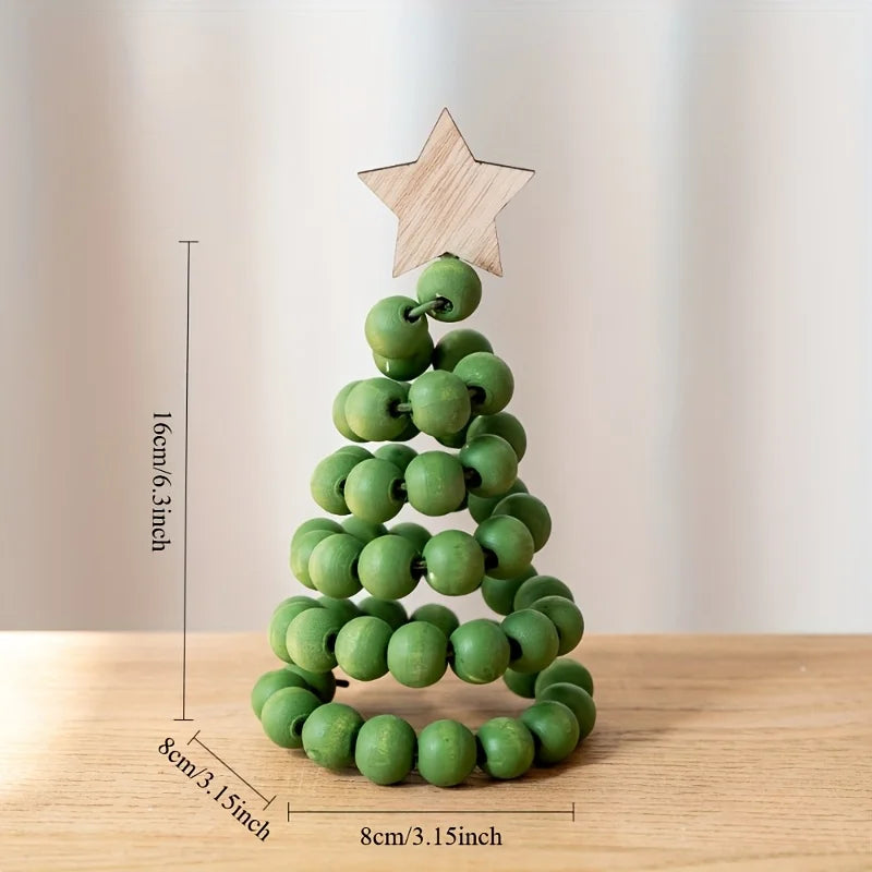 Christmas Decoration Wooden Bead Christmas Tree Creative Nordic Style Wooden Christmas Tree Desktop Ornament Decoration Ornament Peaceful Pleasures Health and Wellness