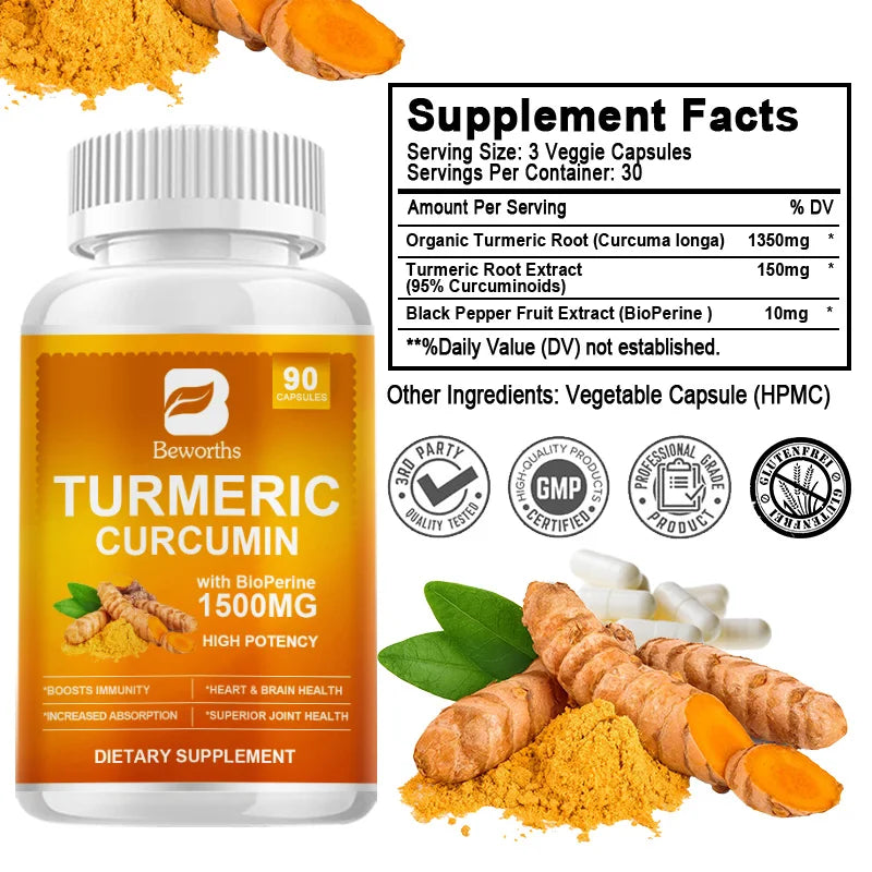 Turmeric & Black Pepper Capsules – Joint Support 90ct Peaceful Pleasures Health and Wellness