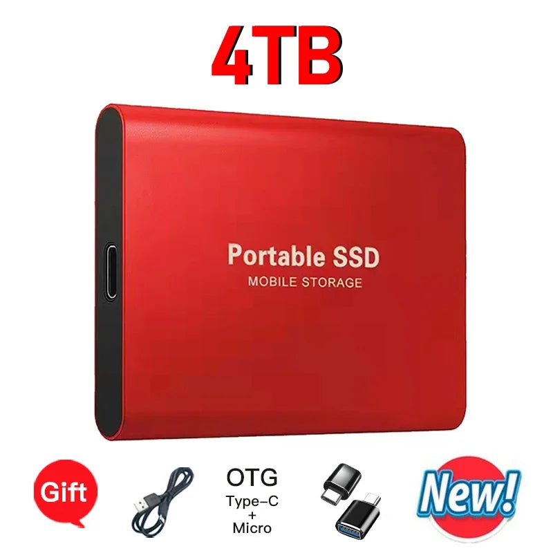 Portable External SSD 4TB–16TB USB 3.1 Type-C Fast Transfer Drive