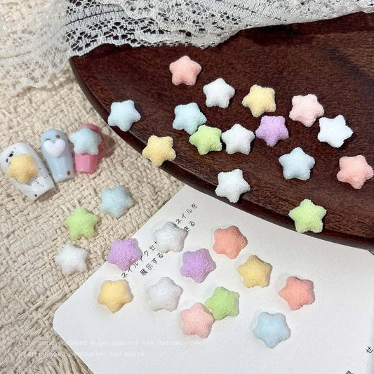 3D Frosted Heart & Star Nail Charms | 30pc Candy Resin Set Resin Nail Charms Peaceful Pleasures Health and Wellness