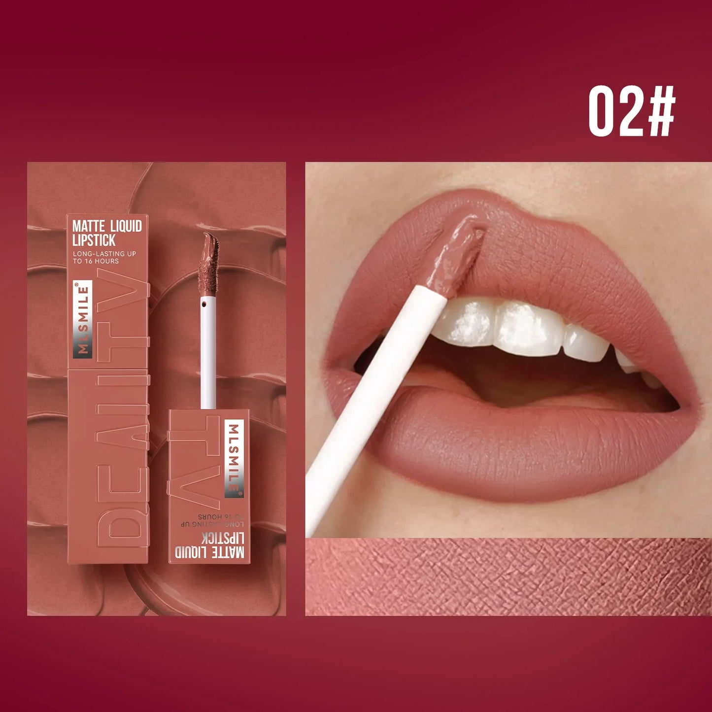 MLSMILE 6-Color Liquid Matte Lipstick – Velvet Satin Gloss