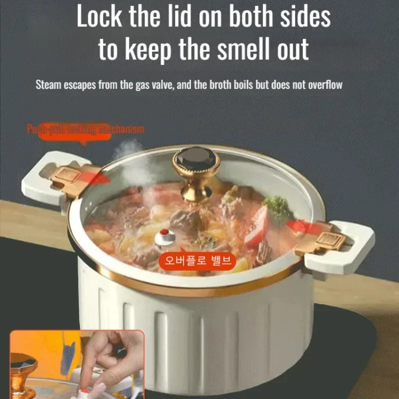 Micro Pressure Cooker Household Large Capacity cooking Pot with Double Ear Non-stick Multi-function Soup Pot Pressure Cooking Peaceful Pleasures Health and Wellness