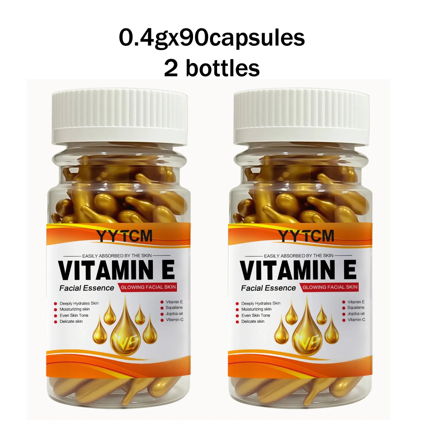 Vitamin E Deep Moisturizing Capsule Essence–Hydrates Smooths Skin. Formulated Squalane Vitamin 18/30/48/60/90/180 Capsules Peaceful Pleasures Health and Wellness 2bottles 90capsules