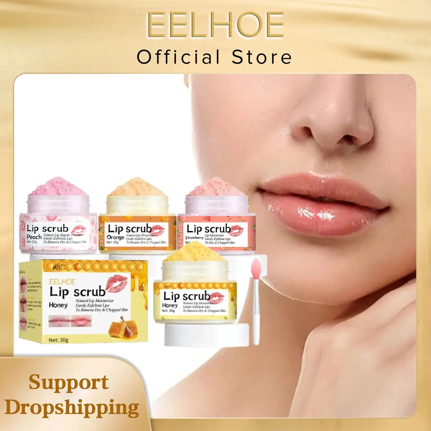 EELHOE Pink Lip Scrub Exfoliator – Brighten & Moisturize, 30g