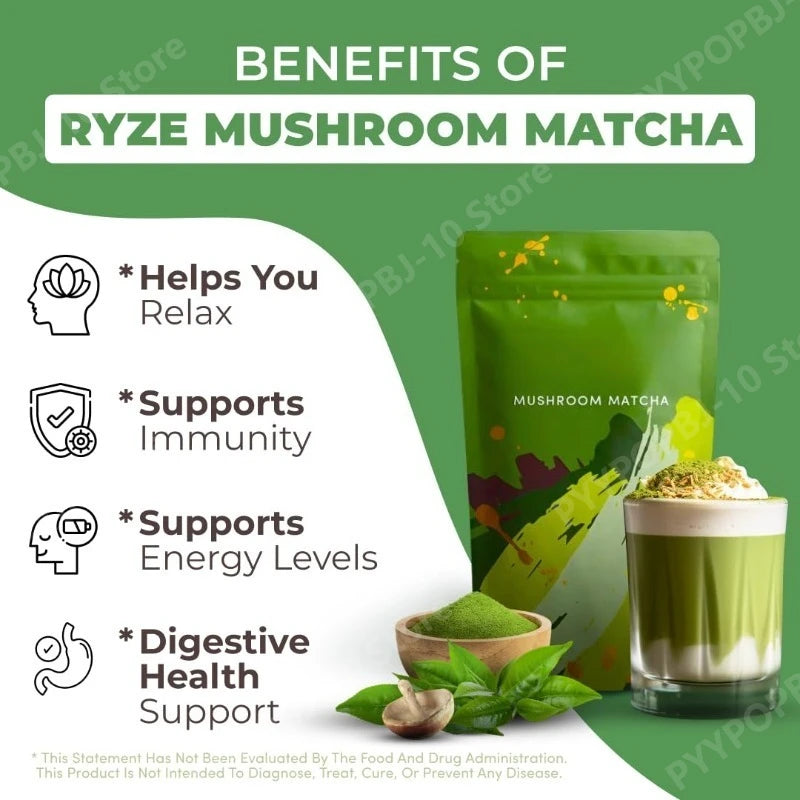 Organic Mushroom Matcha Supplement | Lion's Mane & Reishi 180g