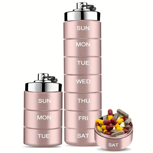 New Portable Pill Case for Travel Metal Pill Organizer Waterproof Pill Box Pill Case Container Medicine Bottle Organizer Weekly Peaceful Pleasures Health and Wellness
