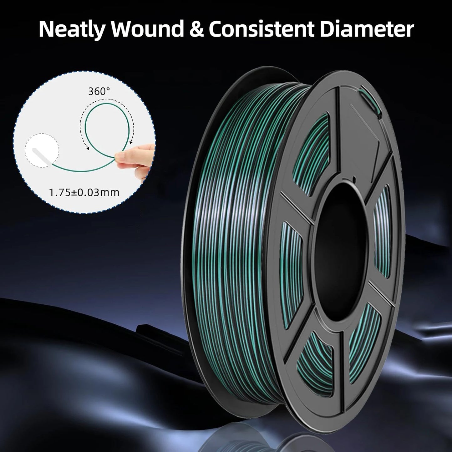 Silk PLA Filament 1.75mm Bundle – Dual Color 4×250g Spools