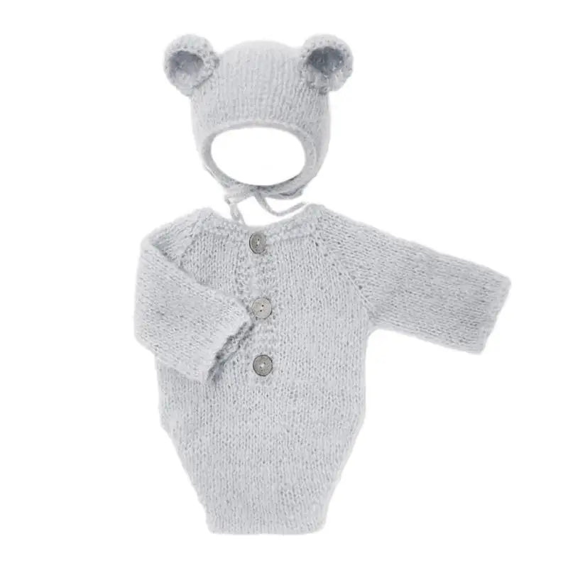 Baby Bear Newborn Photo Prop Set – Soft Romper & Hat 0–6M