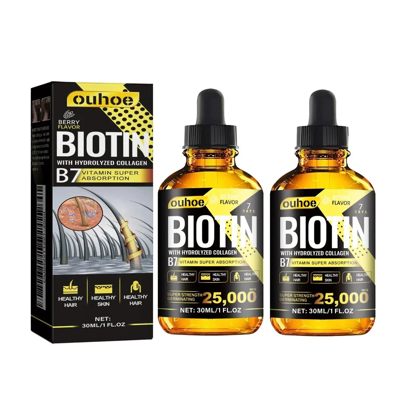 Collagen B7 Vitamin Hair Growth Essential Oil Prevent Hair Loss And Nourish With Essential Oil Scalp Treatment Set For Men Women Peaceful Pleasures Health and Wellness 2pcs