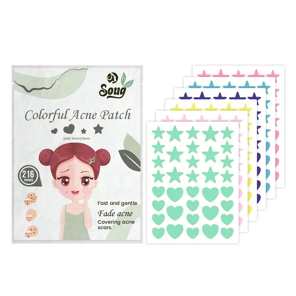 216-Pack Colorful Invisible Pimple Patches – Acne Spot Stickers