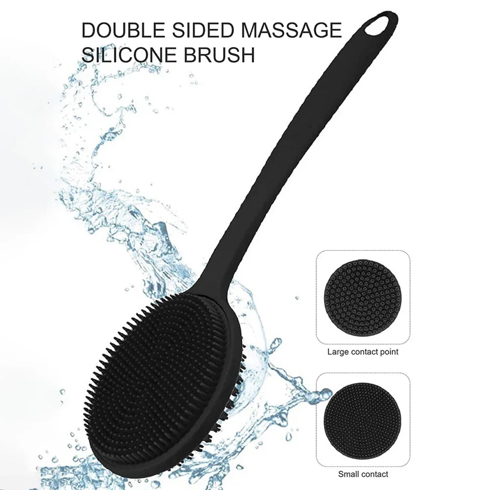 Bath Back Brush with Handle – Exfoliating Shower Sponge Scrubber