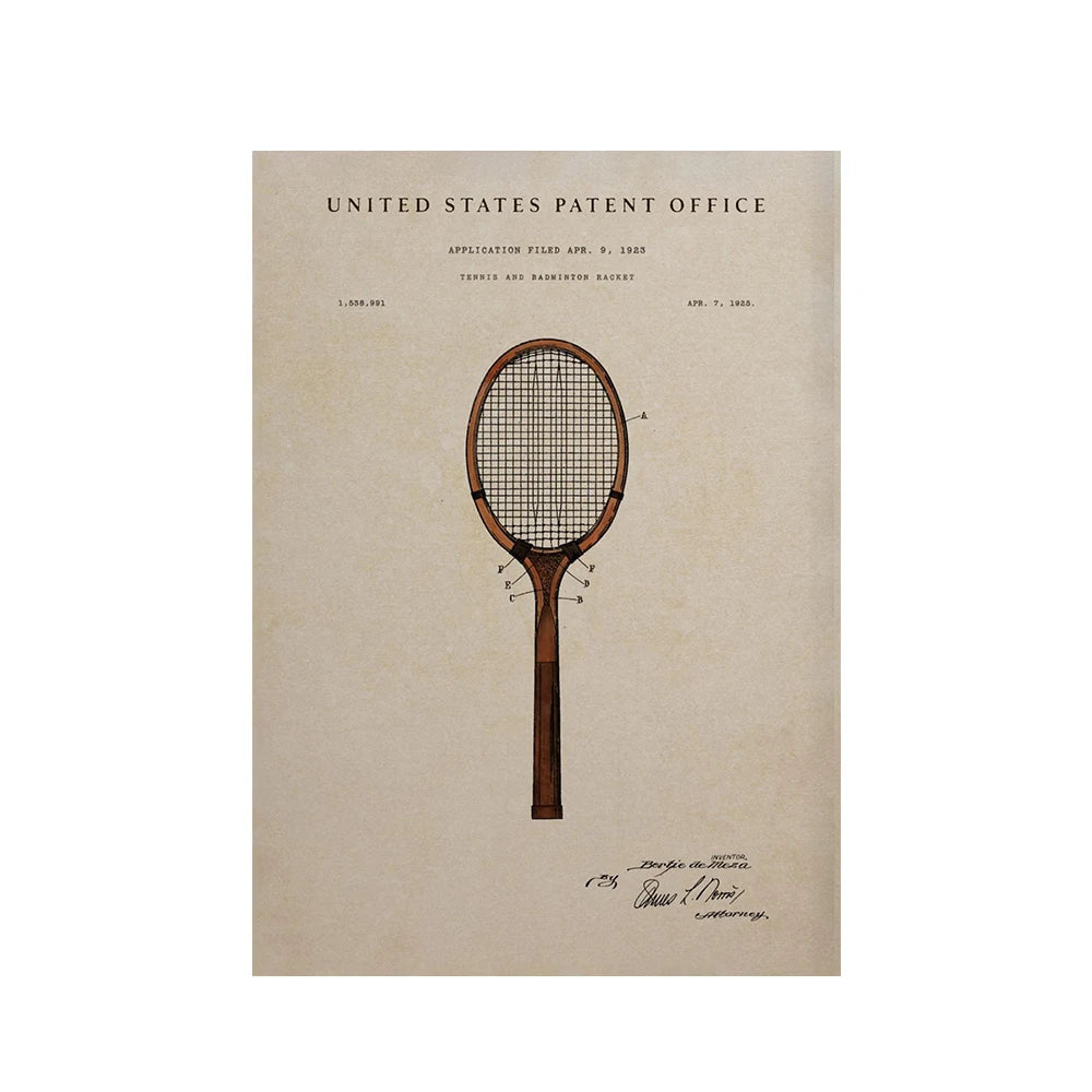 Tennis Evolution Wall Art Poster Aussie Open Canvas Art Prints US Open Wall Decor Picture Wimbledon Tennis Canvas Painting Peaceful Pleasures Health and Wellness