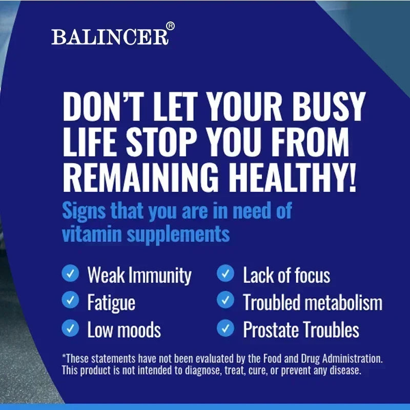 Men's Multivitamin - Contains vitamins B12, B6, zinc and selenium to support coordination, heart, immunity and prostate health Peaceful Pleasures Health and Wellness