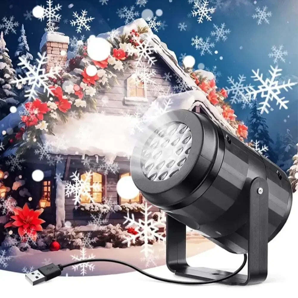 USB Powered Christmas Snowflake Projector Fairy Lamp with Holiday Patterns Rotating Spotlight for Home Decor Halloween Xmas Gift Peaceful Pleasures Health and Wellness