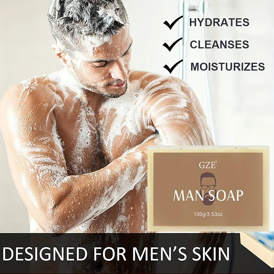 GZE Men's 3-in-1 Exfoliating Scrub Bar – Body, Face & Shave
