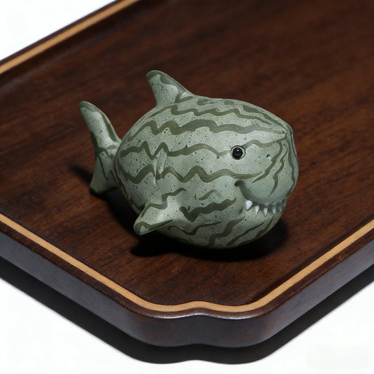 Watermelon Shark Handmade Tea Table Ornament Purple Clay Tea Pet Premium Accessory Shark Watermelon Sculpture Tea Ceremony Craft Peaceful Pleasures Health and Wellness