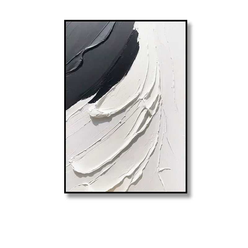 Hand-painted Oil Painting Black and White Modern Minimalist Entrance Three-dimensional Large Floor-to-ceiling Gypsum Painting Peaceful Pleasures Health and Wellness Without frame B Custom