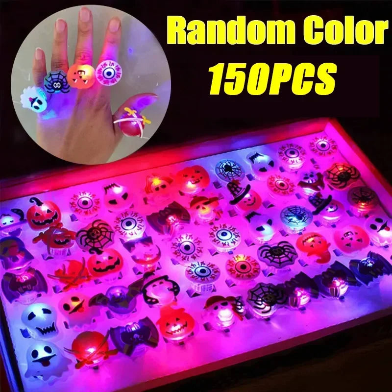 Halloween Glow Pumpkin Finger Rings – Bulk 50–200 Pcs Party Favors