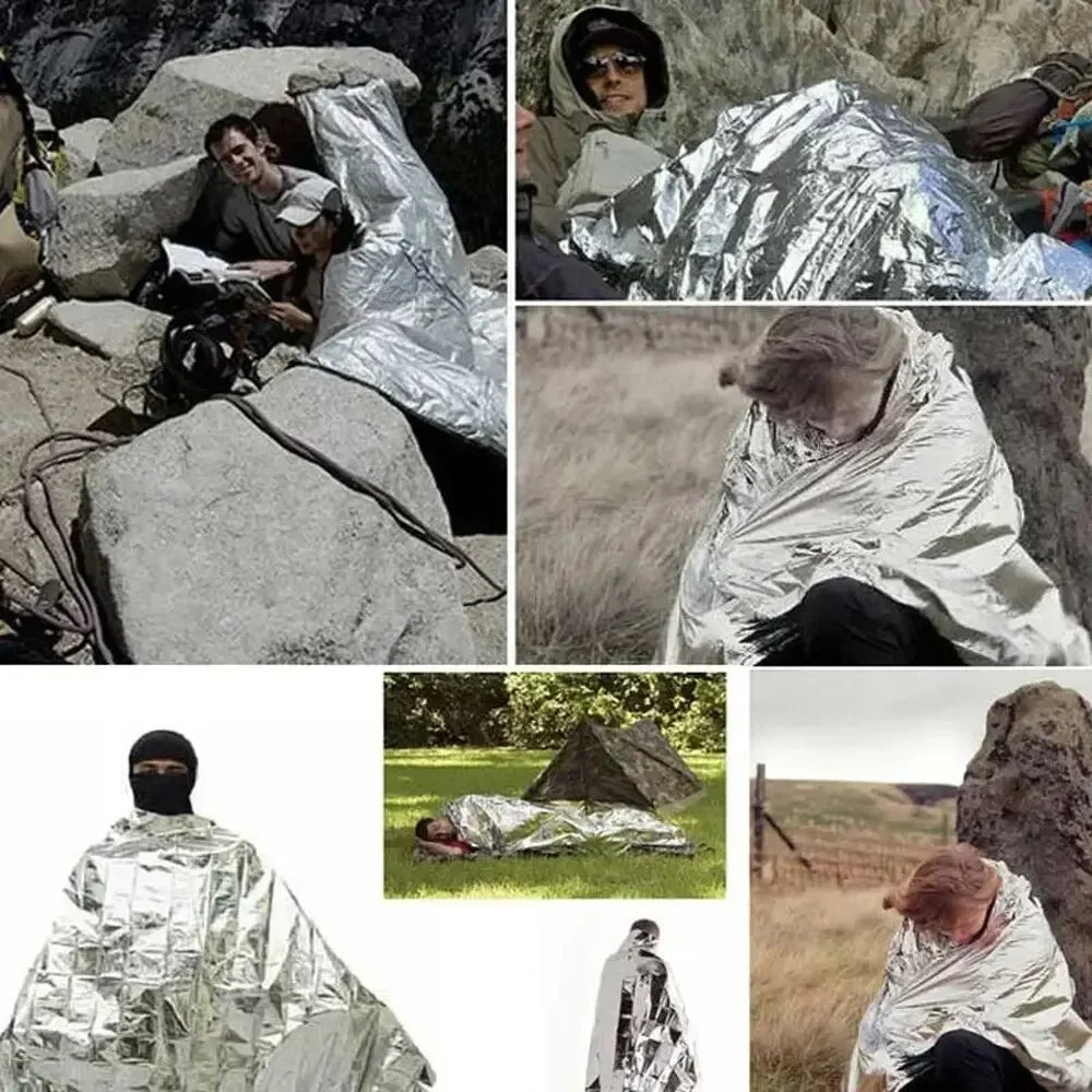 Emergency Thermal Poncho Blanket | Windproof Waterproof Camping
