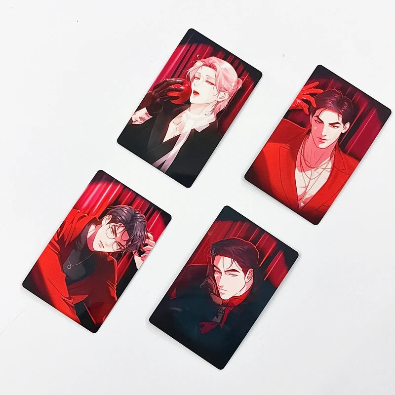 Korean Webtoon Feel Red Photo Cards Manga Character Double-sided Lomo