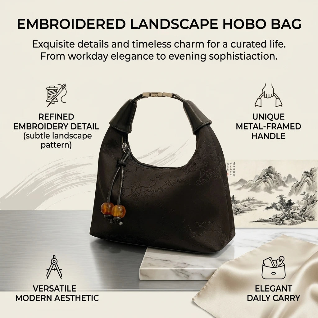 Embroidered Pea-Shaped Handbag For Women With Adjustable Strap And Traditional Design Peaceful Pleasures Health and Wellness