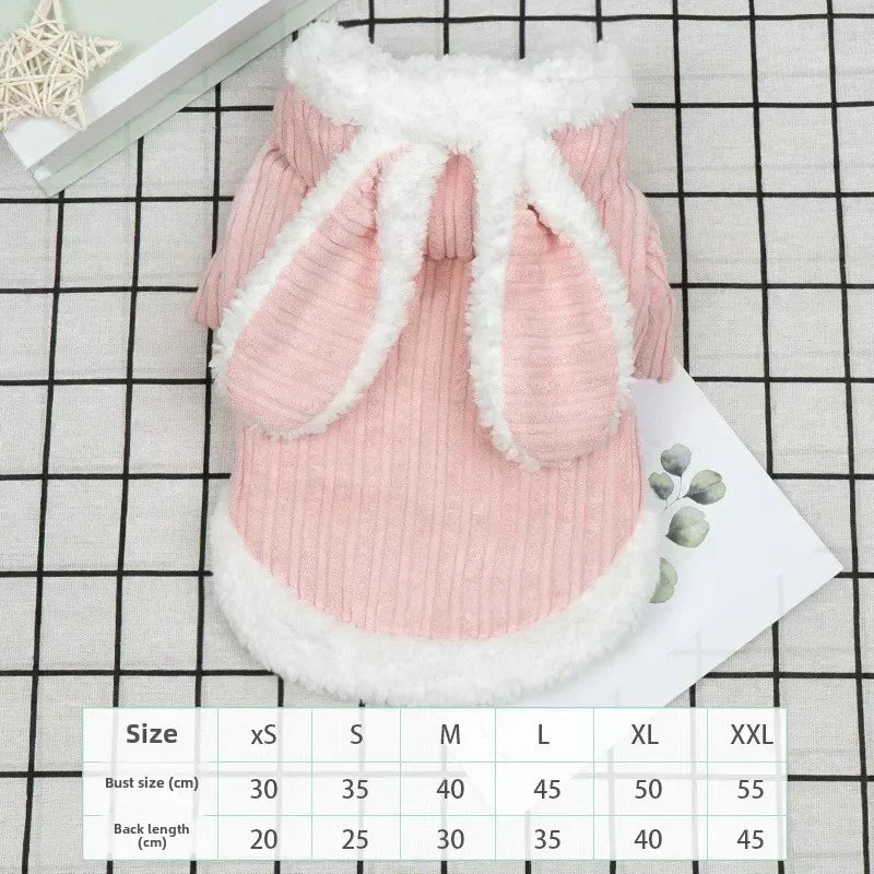 Winter Rabbit Ear Teddy Bear Dog Cat Clothes Warm Comfortable Elastic Cute Pet Coat Clothing for Small Dogs Peaceful Pleasures Health and Wellness Pink S