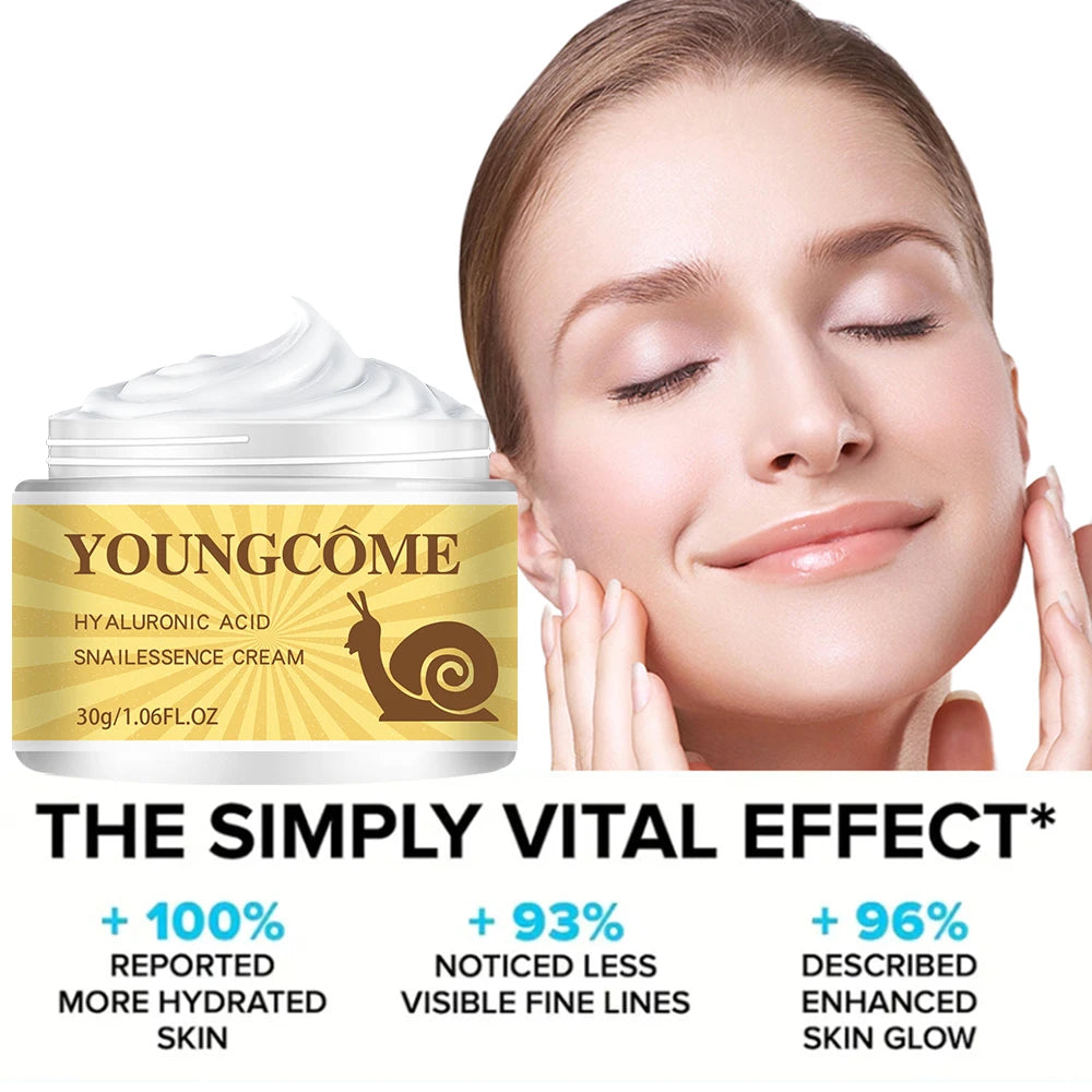 Snail Hyaluronic Acid Essence Cream Deeply Nourishes Skin Improve Roughness Tighten Skin Repair Damaged Skin Smooth wrinkles Peaceful Pleasures Health and Wellness