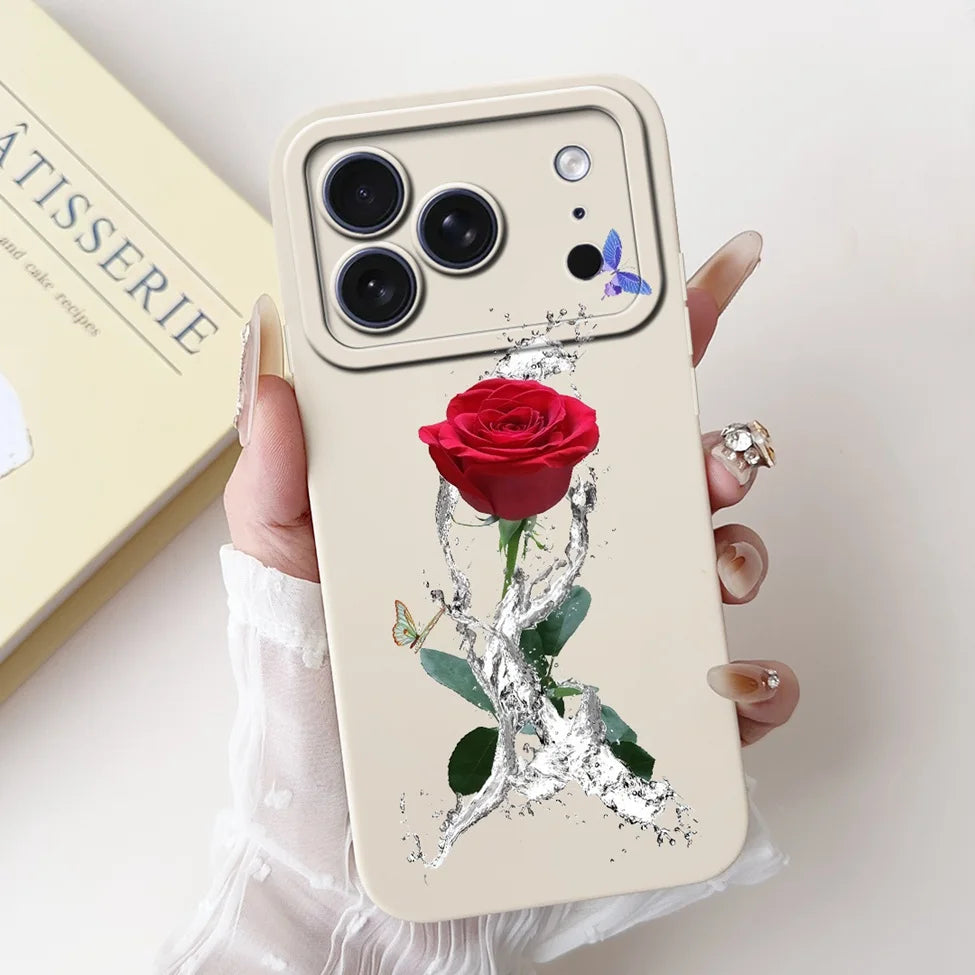 iPhone 17 Pro Silicone Case | Cute Kawaii Floral Painted Cover