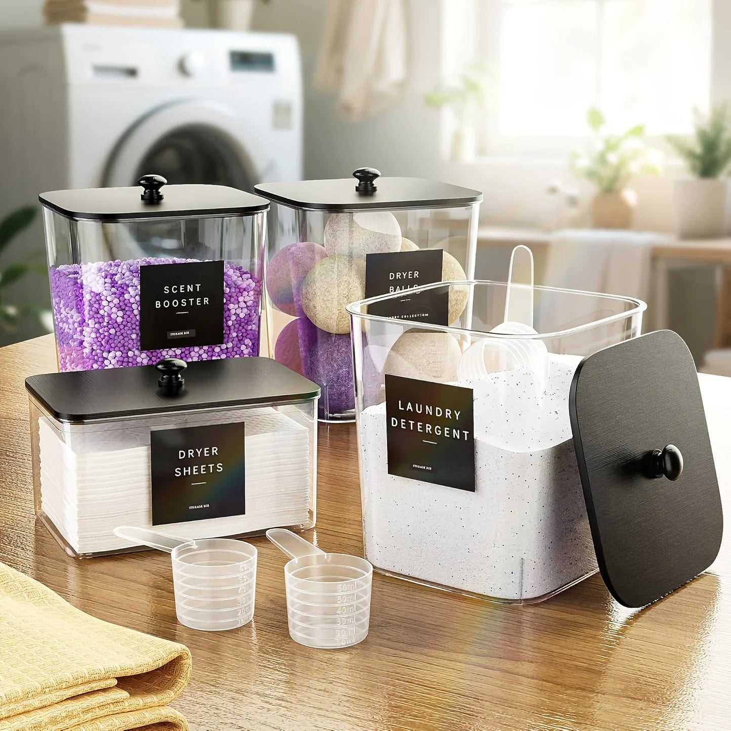 Clear Laundry Room Organization Containers – Pods, Powder & Detergent Storage (3 Pack)