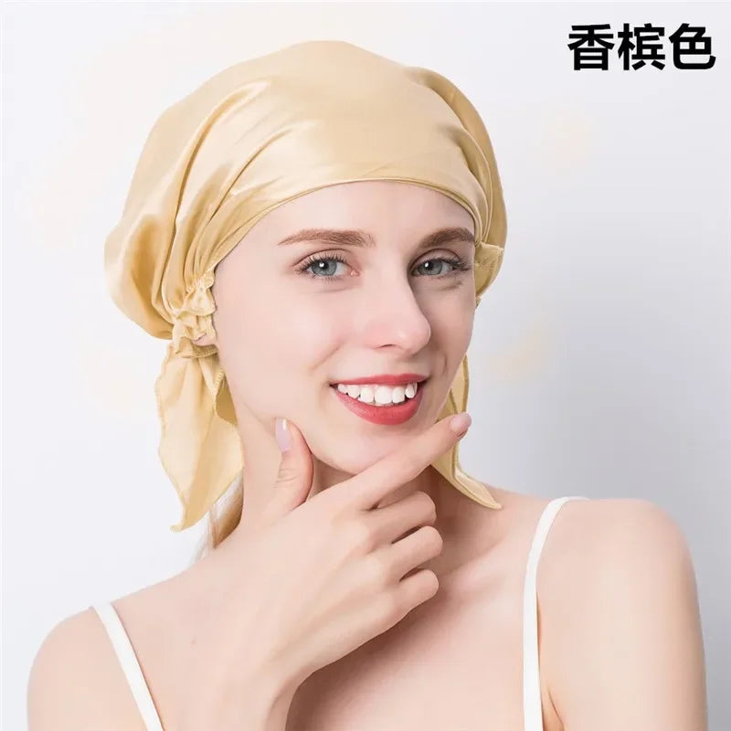 100% Mulberry Silk Sleep Cap – Hair Wrap Beanie for Women