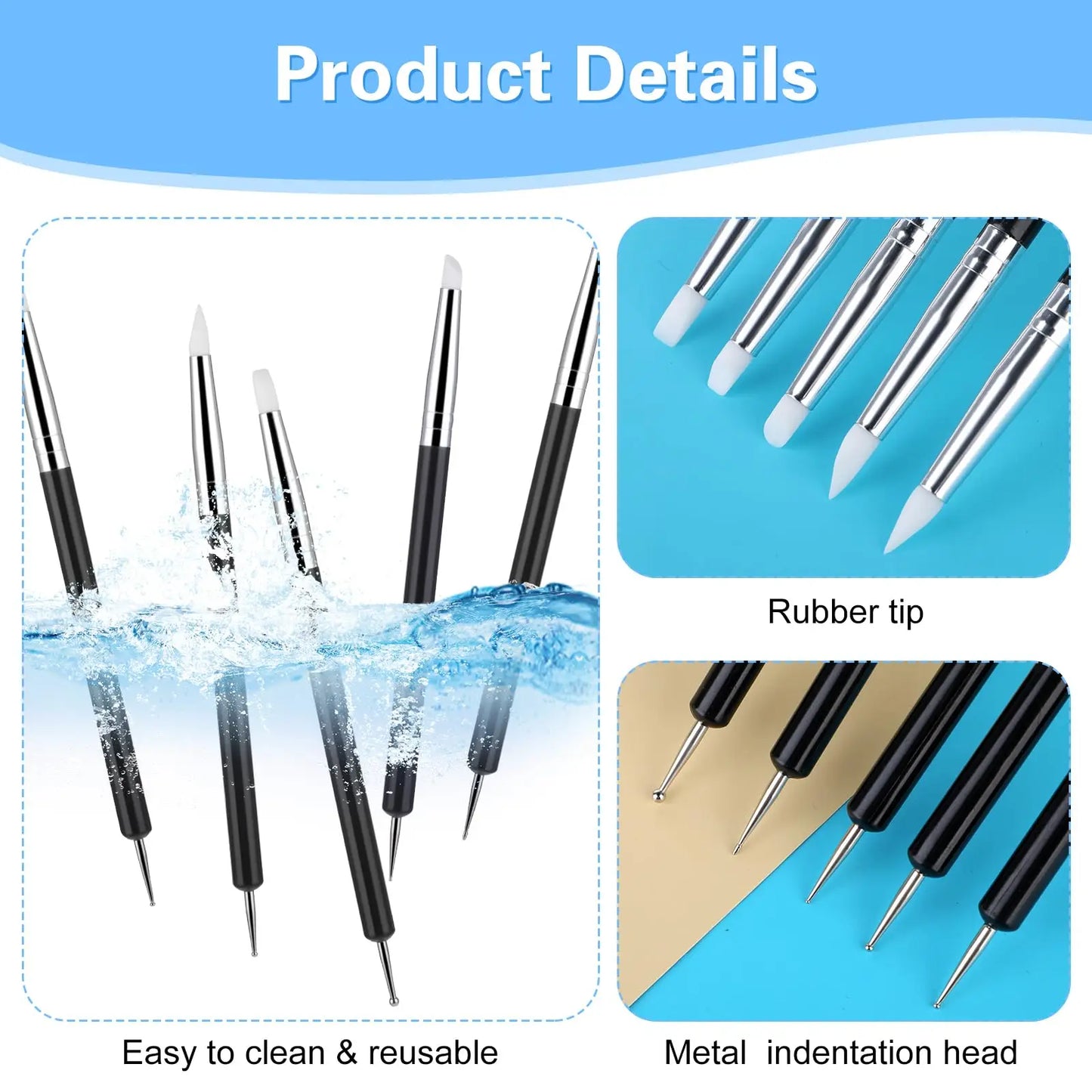 Clay Sculpting Tools Silicone Polymer Soft Rubber Tip Paint Brush