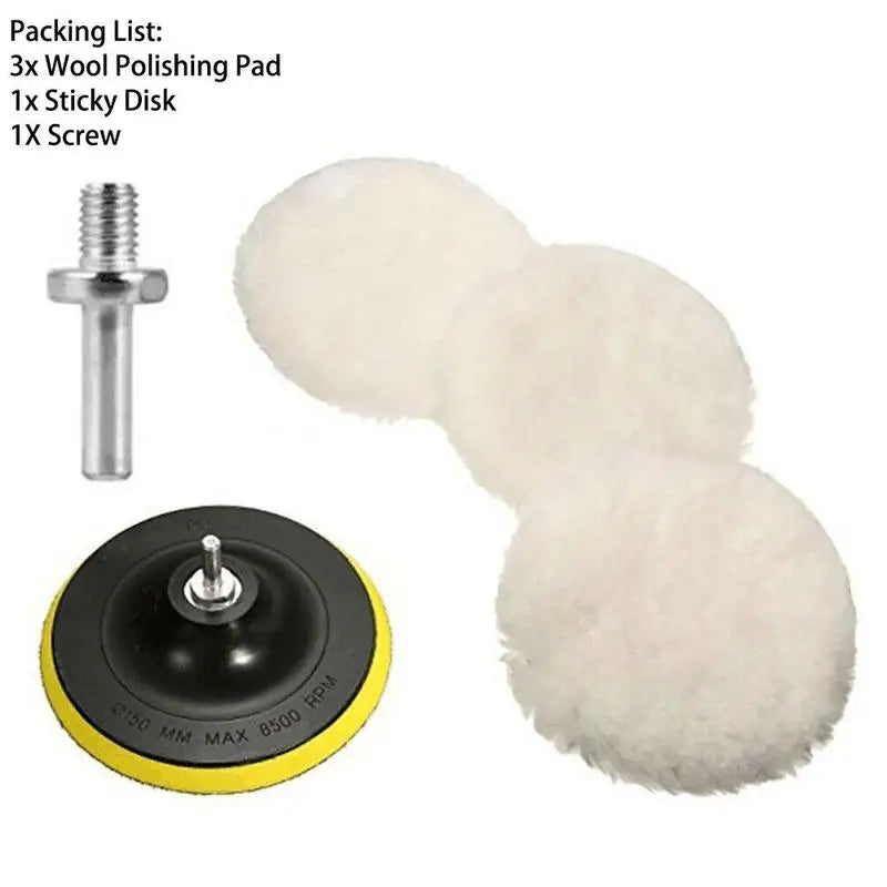 4-Inch Wool Polishing Pad Kit – Car Buffer & Auto Waxing Set