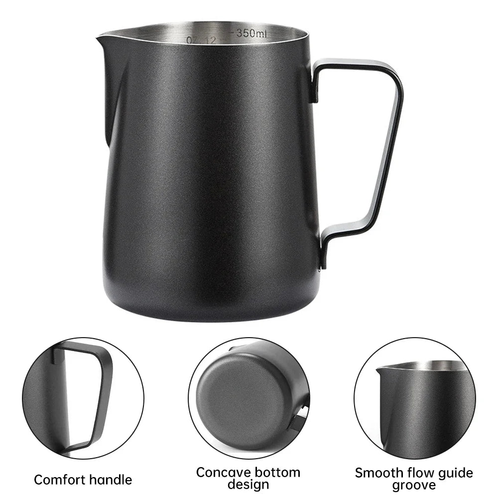 350ML Coffee Milk Frothing Pitcher with Scale Latte Stainless Steel Pour Over Coffee Kettle Espresso Steaming Milk Frothing Cup Peaceful Pleasures Health and Wellness