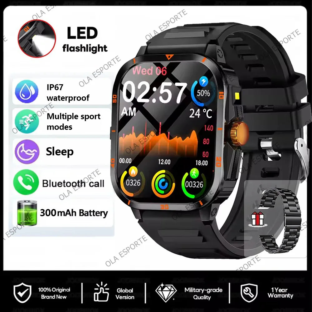 Military Smartwatch 2.01" HD Bluetooth Call Waterproof | Men
