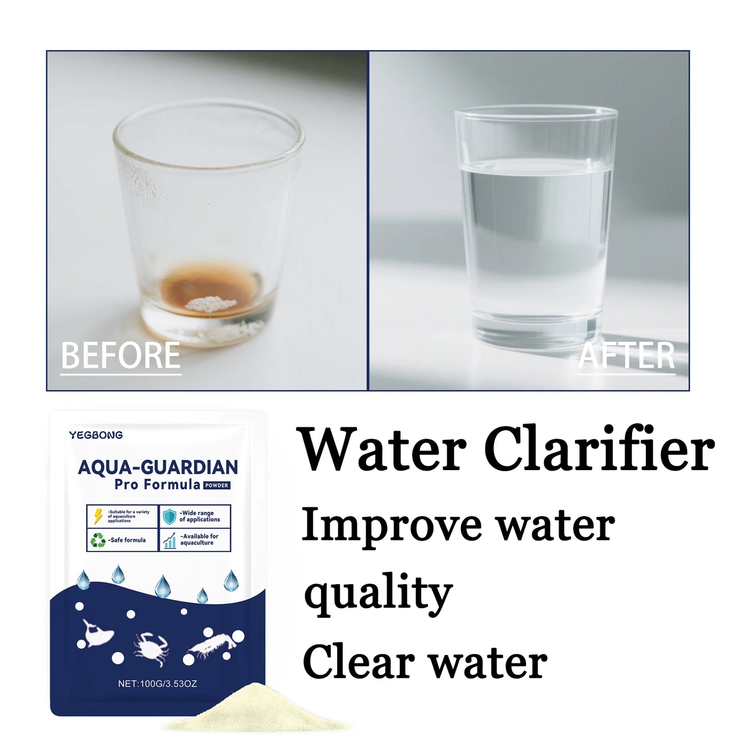 100g Aquarium Water Clarifier Powder | Fish Tank Purifier