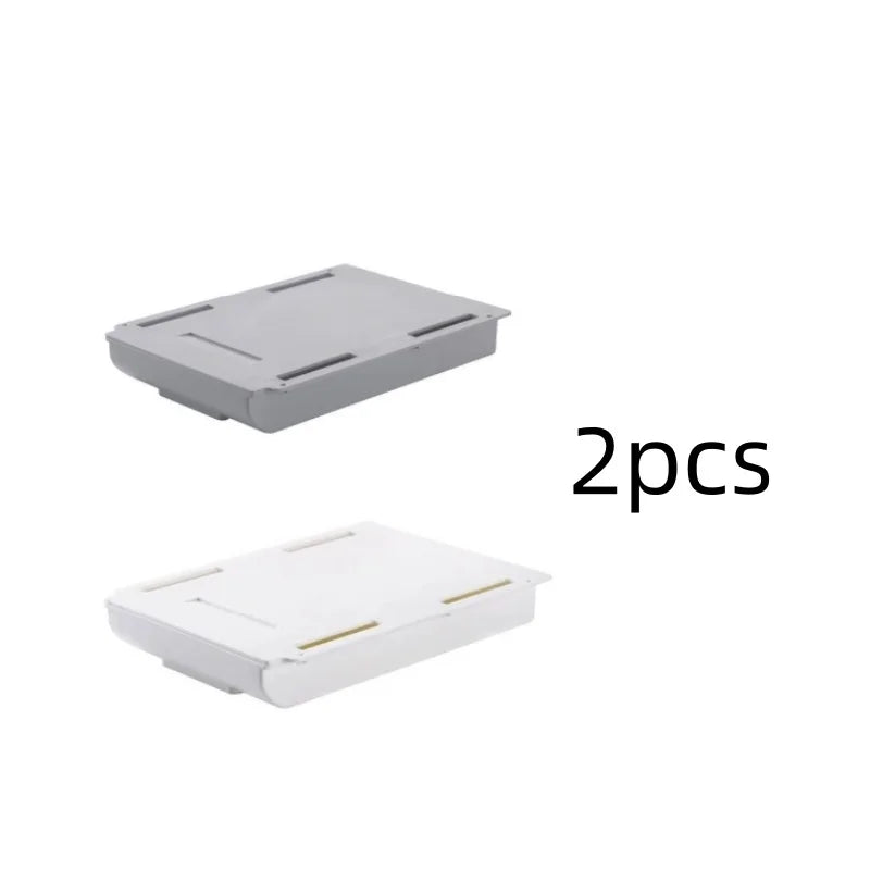1/2pcs Hidden plastic drawer storage box, desktop no punching makeup brush organizing box, office stationery pasting storage box Peaceful Pleasures Health and Wellness 2pcs