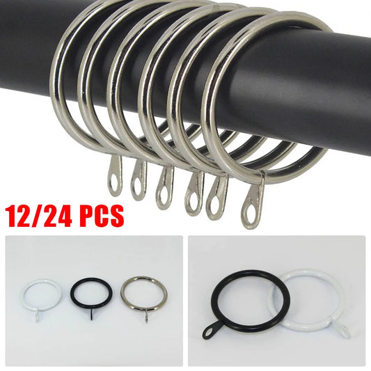 12 Curtain Rings Metal Black Silver White Iron Hanging Hooks Curtains Peaceful Pleasures Health and Wellness