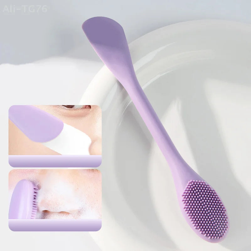 Double-Head Silicone Facial Mask Brush & Massage Tool