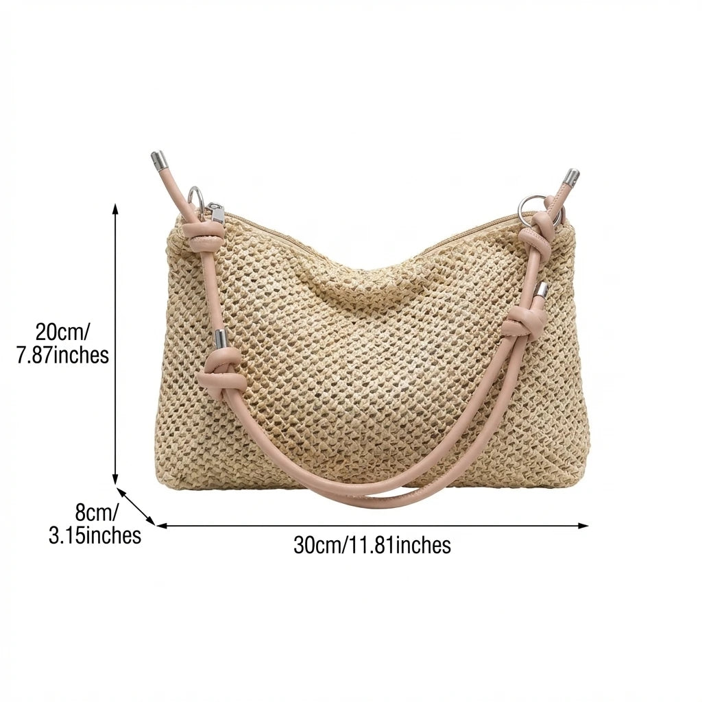 Women Straw Shoulder Bag Lightweight Casual Summer Handbag with Adjustable Strap Peaceful Pleasures Health and Wellness
